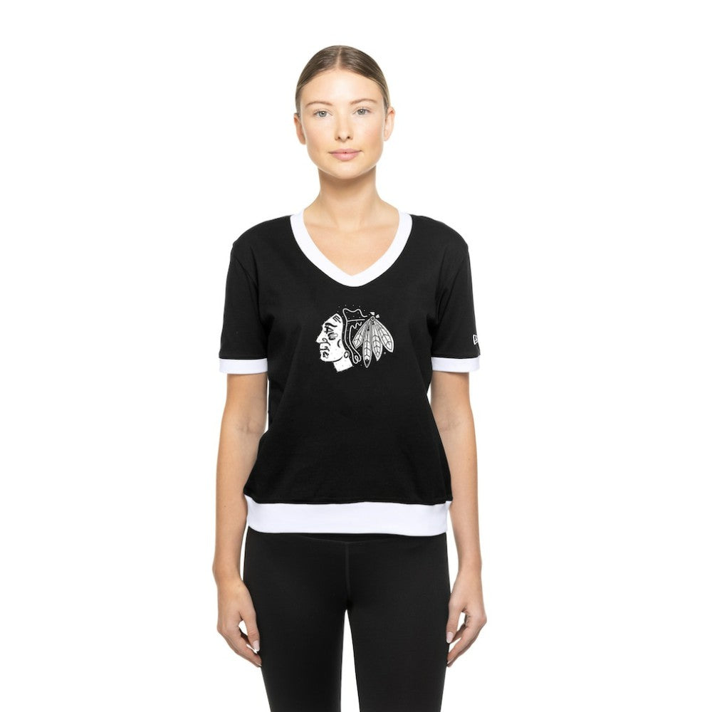 Chicago Blackhawks New Era Women's Game Day Rhinestuds T-Shirt - Black - NHL 201889154