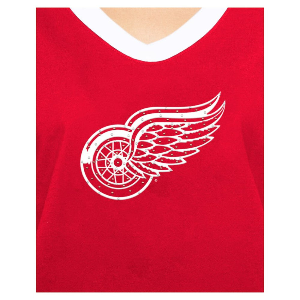 Detroit Red Wings New Era Women's Game Day Rhinestuds T-Shirt - Red - NHL 201889166