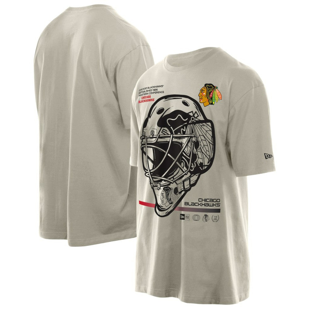Chicago Blackhawks New Era Goalie Mask T-Shirt - Tan - NHL 201889546