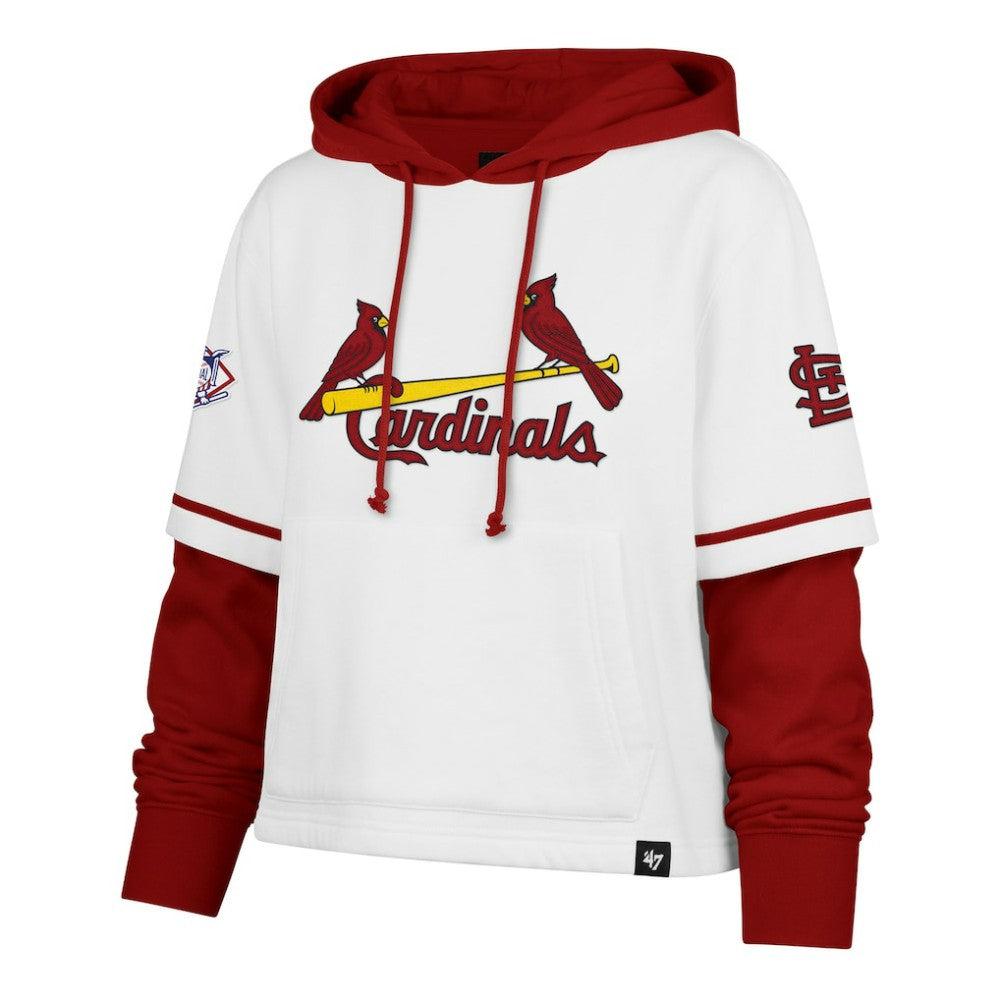 St. Louis Cardinals '47 Women's Trifecta Shortstop Cropped Pullover Hoodie - White - 47 brand Lifestyle