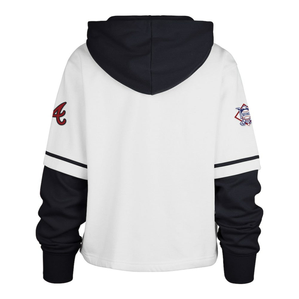 Atlanta Braves '47 Women's Trifecta Shortstop Cropped Pullover Hoodie - White - 47 brand Discount
