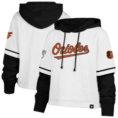 Baltimore Orioles '47 Women's Trifecta Shortstop Cropped Pullover Hoodie - White - 47 brand Lifestyle
