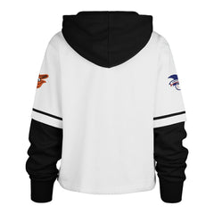Baltimore Orioles '47 Women's Trifecta Shortstop Cropped Pullover Hoodie - White - 47 brand Lifestyle