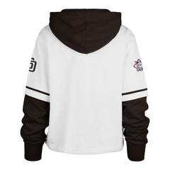 San Diego Padres '47 Women's Trifecta Shortstop Cropped Pullover Hoodie - White - 47 brand Lifestyle