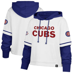 Chicago Cubs '47 Women's Trifecta Shortstop Cropped Pullover Hoodie - White - 47 brand on Sale
