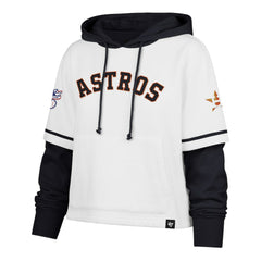 Houston Astros '47 Women's Trifecta Shortstop Cropped Pullover Hoodie - White - 47 brand Online