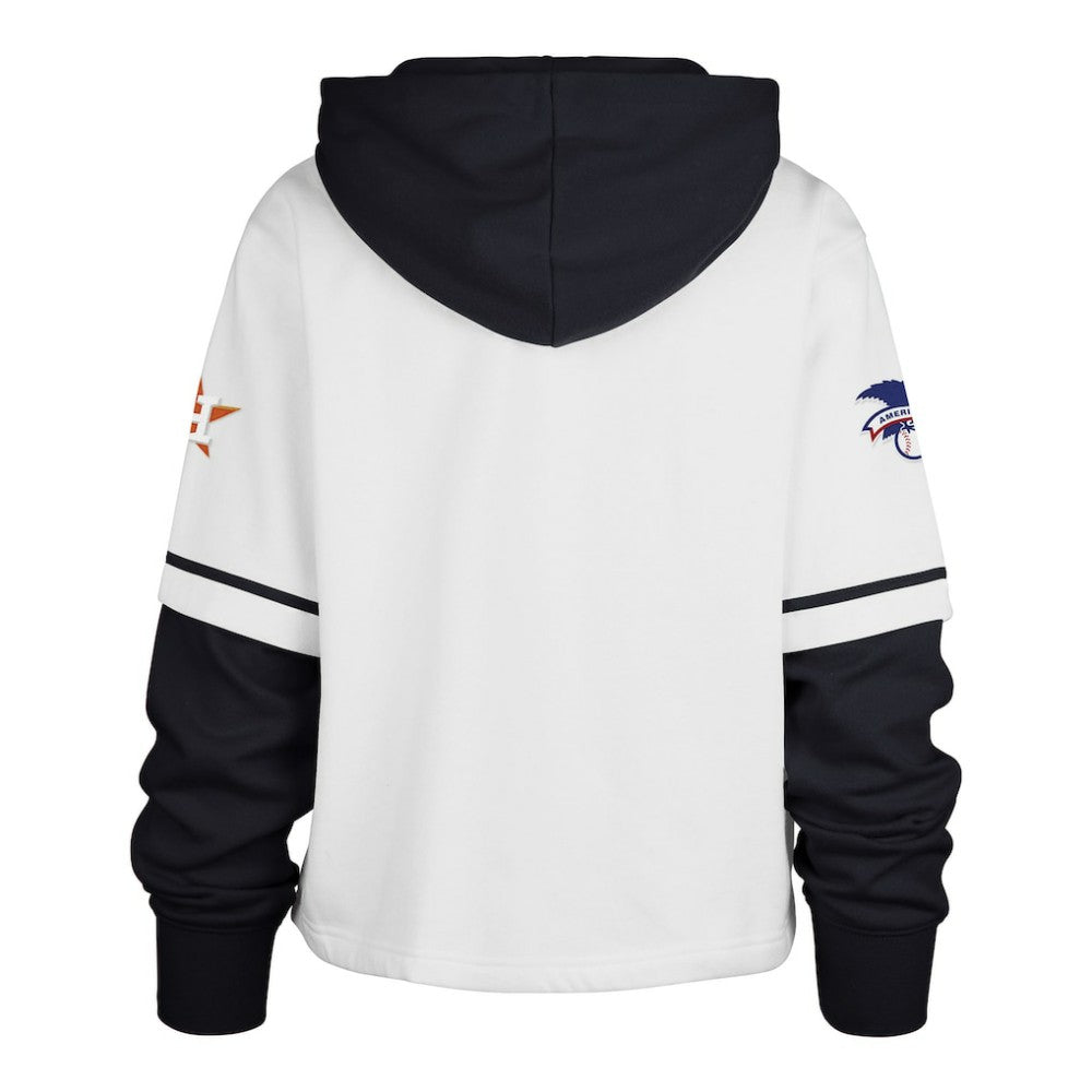 Houston Astros '47 Women's Trifecta Shortstop Cropped Pullover Hoodie - White - 47 brand Online