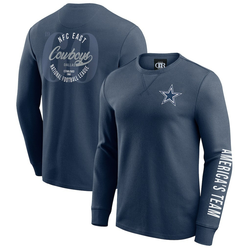 Fanatics Dallas Cowboys Darius Rucker Collection Washed Waffle-Knit Long Sleeve T-Shirt Navy