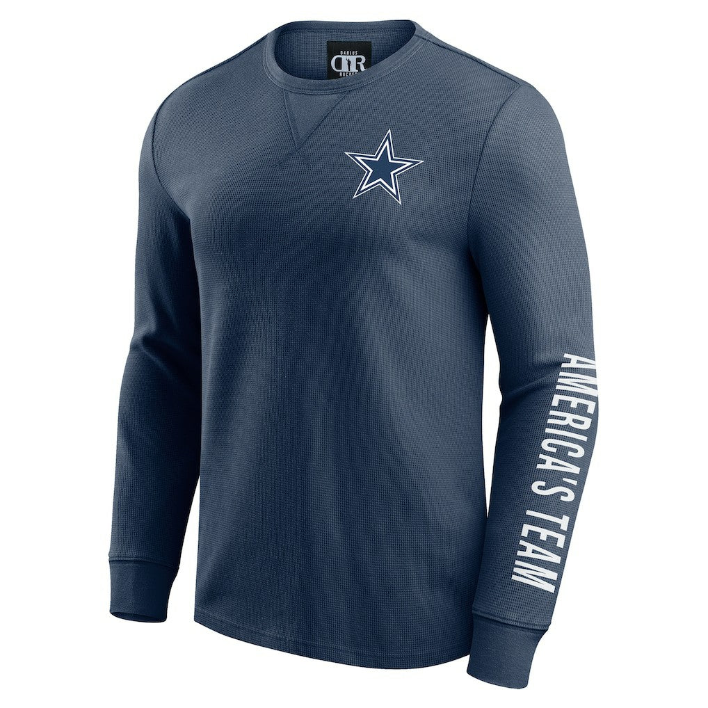 Fanatics Dallas Cowboys Darius Rucker Collection Washed Waffle-Knit Long Sleeve T-Shirt Navy