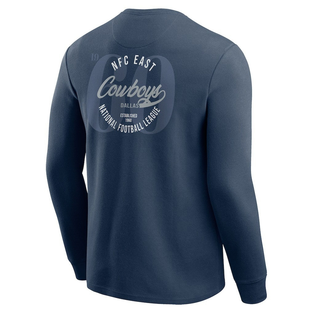 Fanatics Dallas Cowboys Darius Rucker Collection Washed Waffle-Knit Long Sleeve T-Shirt Navy
