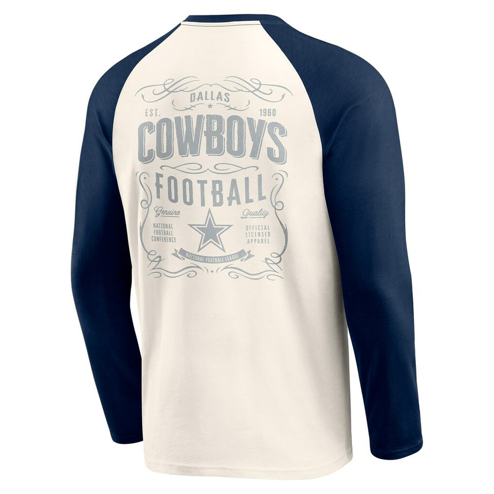 Fanatics Dallas Cowboys Darius Rucker Collection Raglan Henley Long Sleeve T-Shirt White/Navy