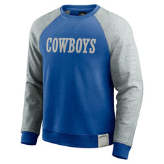 Fanatics Dallas Cowboys Darius Rucker Collection Throwback Color Block Raglan Pullover Sweatshirt Blue/Gray
