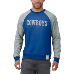 Fanatics Dallas Cowboys Darius Rucker Collection Throwback Color Block Raglan Pullover Sweatshirt Blue/Gray