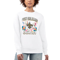 New Orleans Saints G-III 4Her by Carl Banks Women's Flower Logo Graphic Fleece Pullover Sweatshirt White