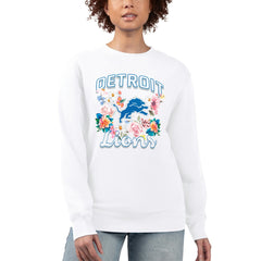 Detroit Lions G-III 4Her by Carl Banks Women's Flower Logo Graphic Fleece Pullover Sweatshirt White