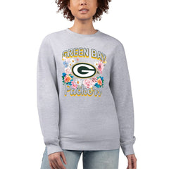 Green Bay Packers G-III 4Her by Carl Banks Women's Flower Logo Graphic Fleece Pullover Sweatshirt Heather Gray