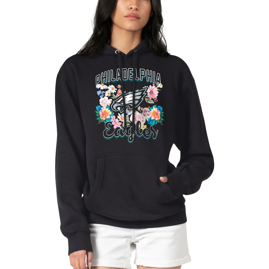 Philadelphia Eagles G-III 4Her by Carl Banks Women's Flowers Team Logo Graphic Fleece Pullover Hoodie Black