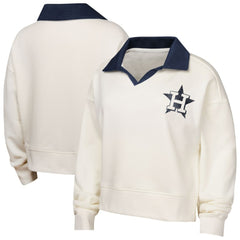 Houston Astros Girls Youth Ballpark Hit Collared V-Neck Pullover Sweatshirt - White - MLB Lifestyle