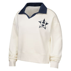 Houston Astros Girls Youth Ballpark Hit Collared V-Neck Pullover Sweatshirt - White - MLB Lifestyle