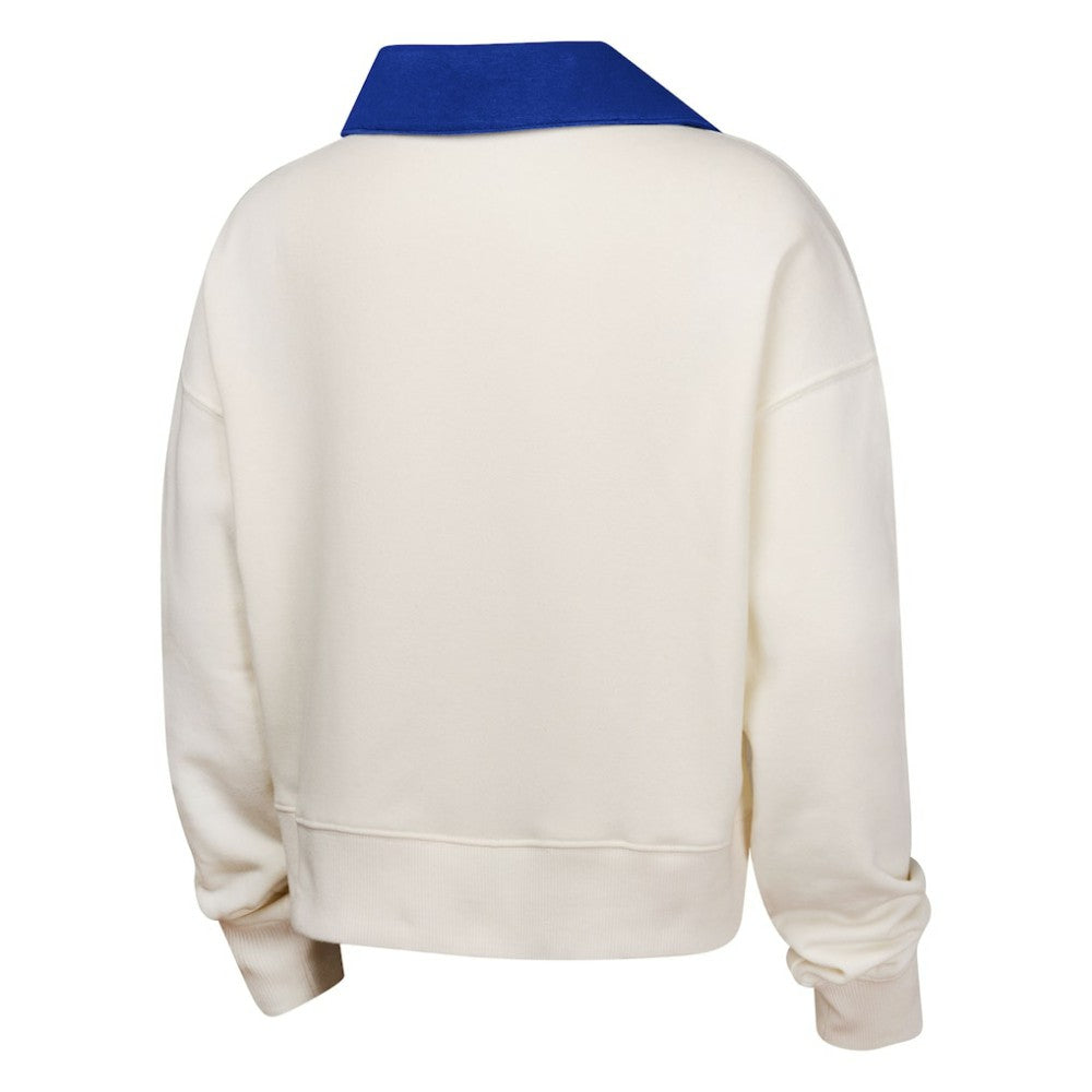 Philadelphia Phillies Girls Youth Ballpark Hit Collared V-Neck Pullover Sweatshirt - White - MLB Discount