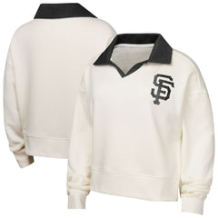 San Francisco Giants Girls Youth Ballpark Hit Collared V-Neck Pullover Sweatshirt - White - MLB Lifestyle