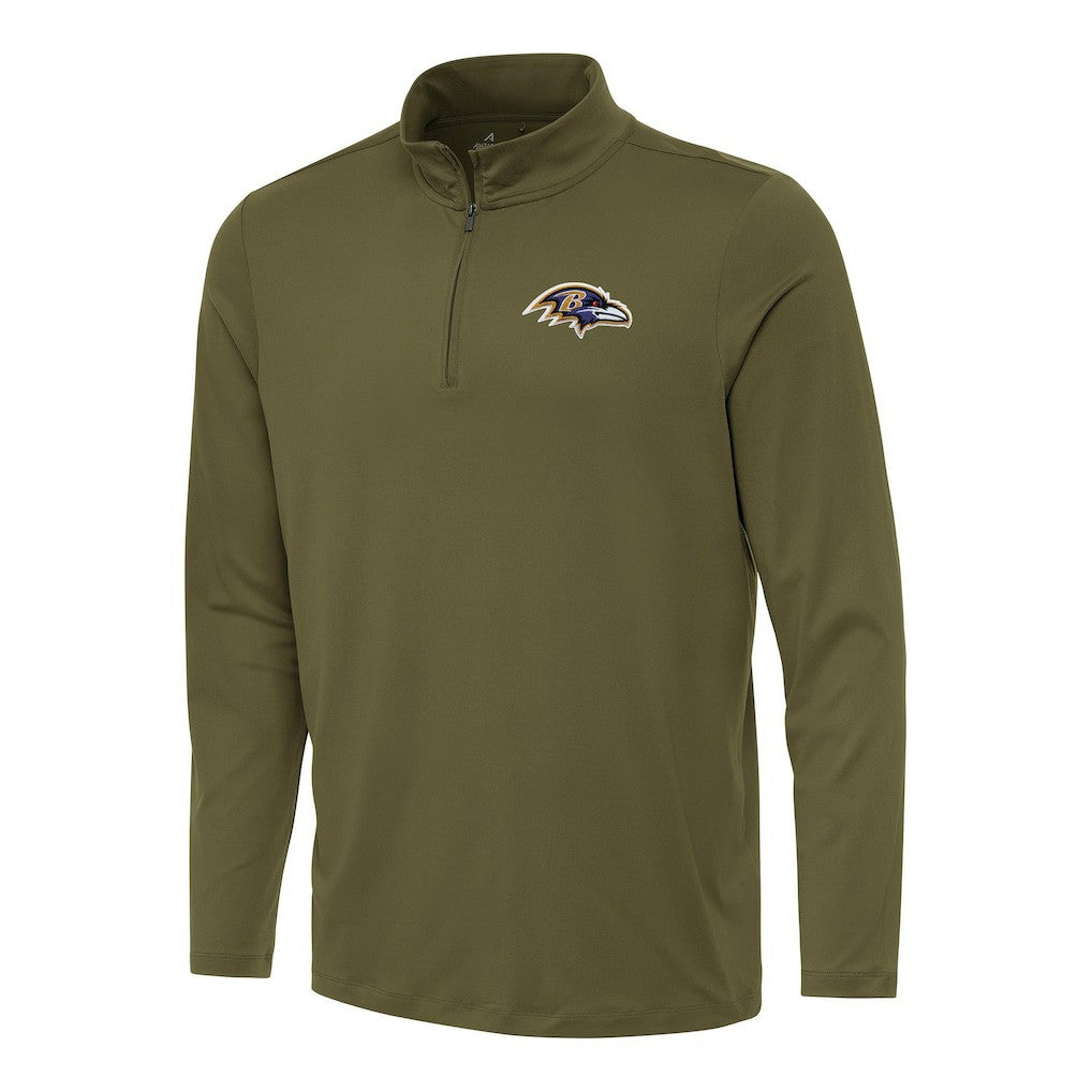 Baltimore Ravens Antigua Reprocess Quarter-Zip Top Olive