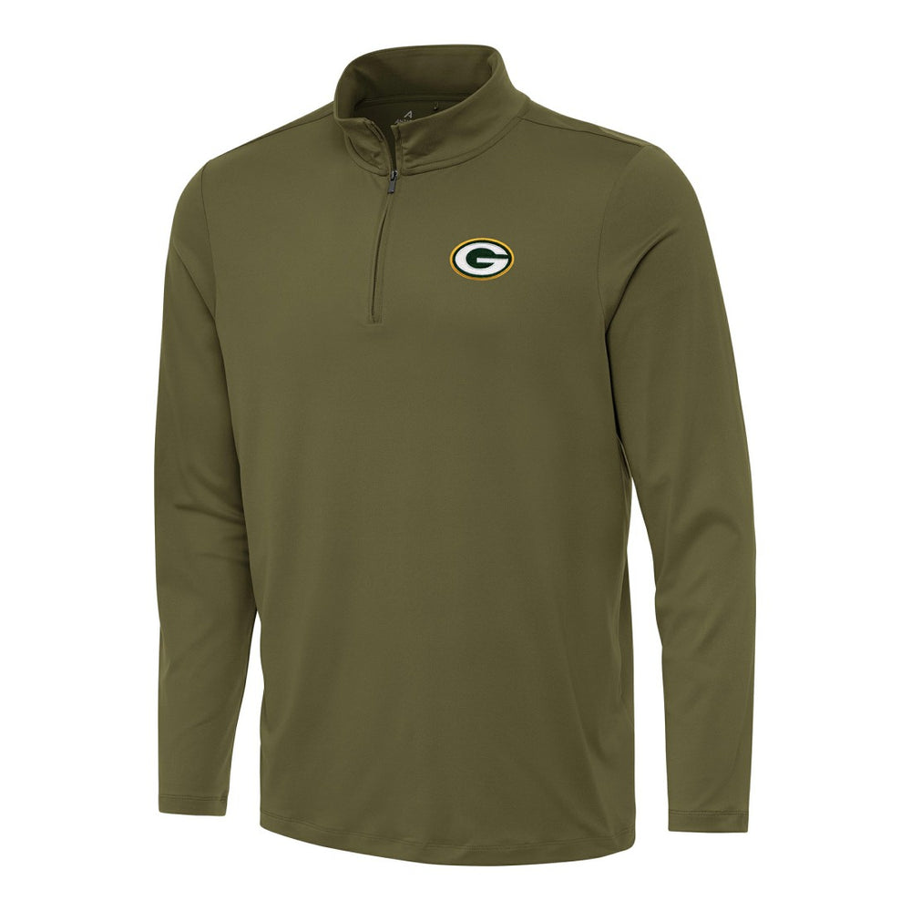 Green Bay Packers Antigua Reprocess Quarter-Zip Top Olive