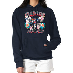 Oklahoma City Thunder G-III 4Her by Carl Banks Women's Flowers Team Logo Graphic Fleece Pullover Hoodie Navy