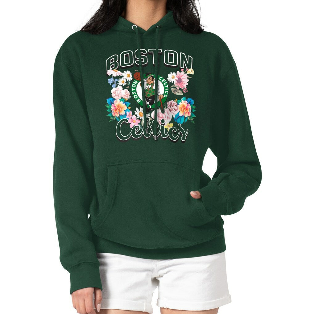 Boston Celtics G-III 4Her by Carl Banks Women's Flowers Team Logo Graphic Fleece Pullover Hoodie Green
