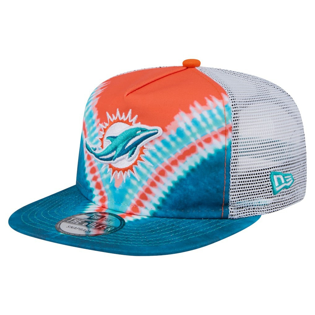 Miami Dolphins New Era Throwback Dye Golfer Snapback Hat Orange/Aqua