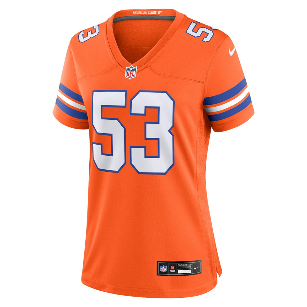 Nike Randy Gradishar Denver Broncos Women's Mile High Collection 1977 Throwback Retired Player Game Jersey Orange