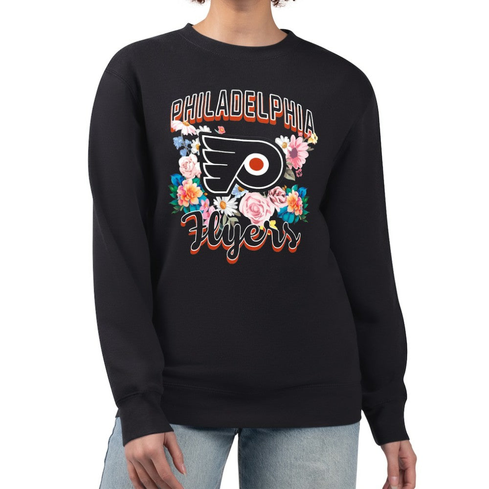 Philadelphia Flyers G-III 4Her by Carl Banks Women's Flower Logo Pullover Sweatshirt - Black - NHL 201906027