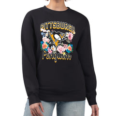 Pittsburgh Penguins G-III 4Her by Carl Banks Women's Flower Logo Pullover Sweatshirt - Black - NHL 201906028