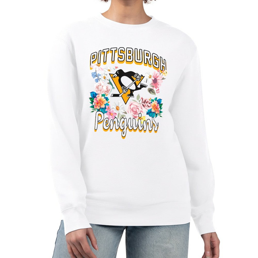 Pittsburgh Penguins G-III 4Her by Carl Banks Women's Flower Logo Pullover Sweatshirt - White - NHL 201906033