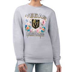 Vegas Golden Knights G-III 4Her by Carl Banks Women's Flower Logo Pullover Sweatshirt - Heather Gray - NHL 201906039
