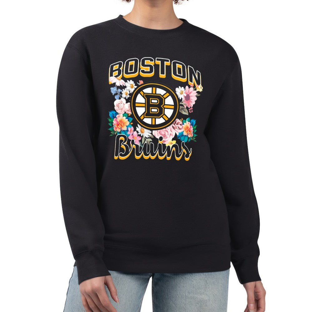 Boston Bruins G-III 4Her by Carl Banks Women's Flower Logo Pullover Sweatshirt - Black - NHL 201906047