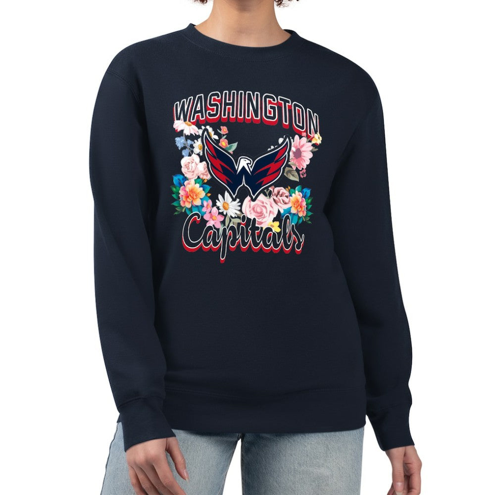 Washington Capitals G-III 4Her by Carl Banks Women's Flower Logo Pullover Sweatshirt - Navy - NHL 201906048