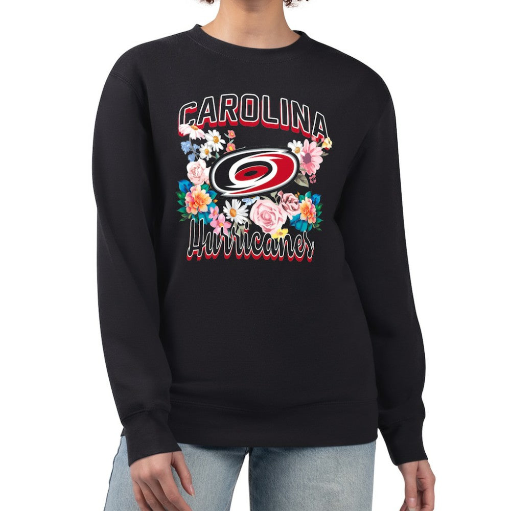 Carolina Hurricanes G-III 4Her by Carl Banks Women's Flower Logo Pullover Sweatshirt - Black - NHL 201906051