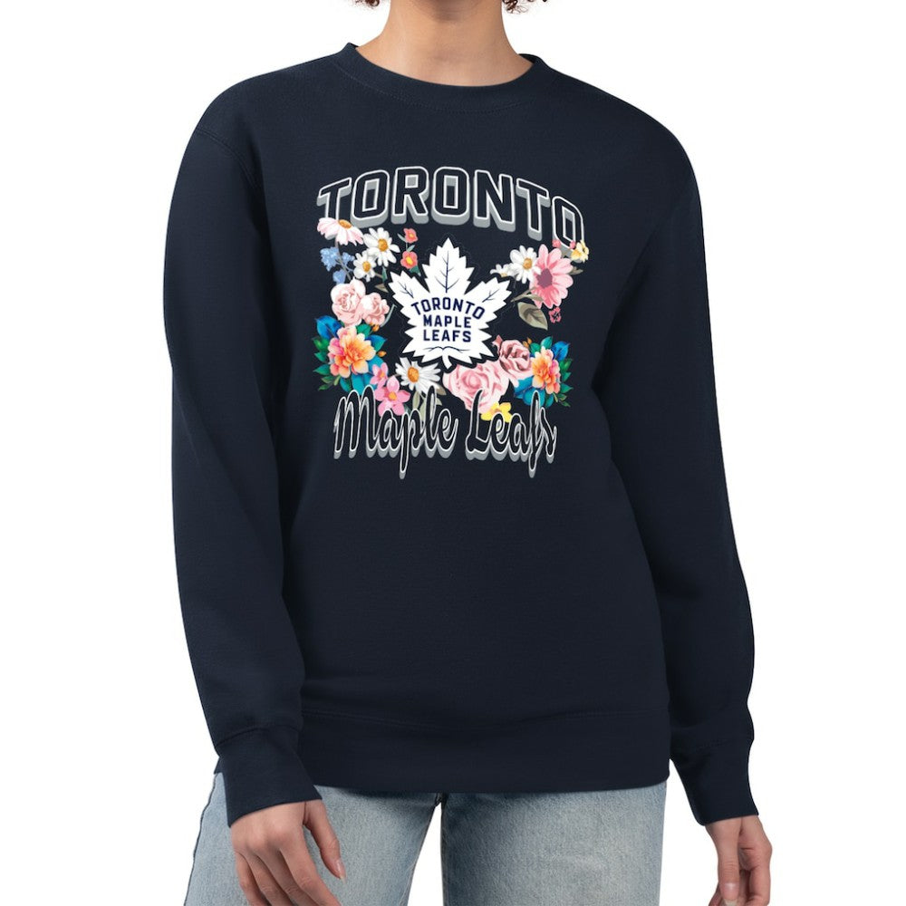Toronto Maple Leafs G-III 4Her by Carl Banks Women's Flower Logo Pullover Sweatshirt - Navy - NHL 201906063