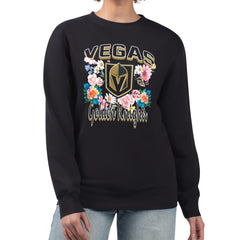 Vegas Golden Knights G-III 4Her by Carl Banks Women's Flower Logo Pullover Sweatshirt - Black - NHL 201906064