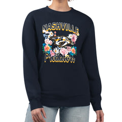 Nashville Predators G-III 4Her by Carl Banks Women's Flower Logo Pullover Sweatshirt - Navy - NHL 201906065