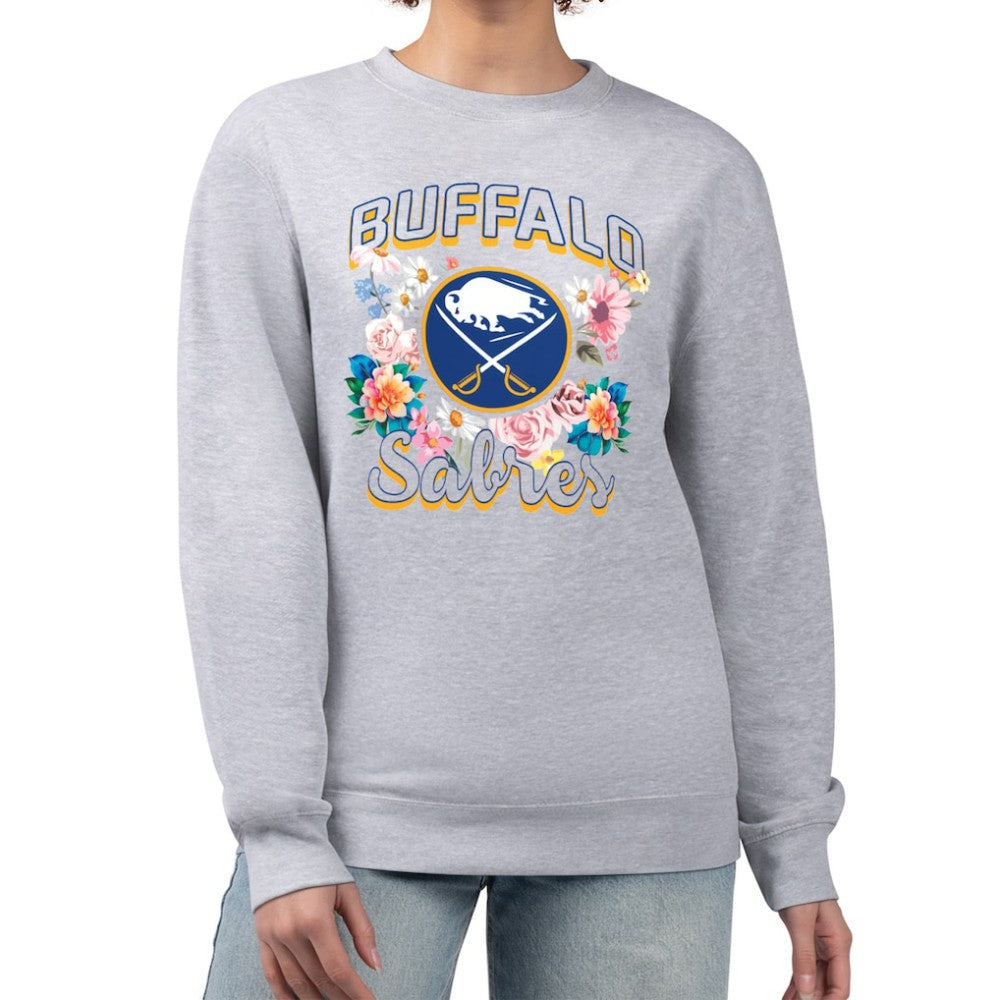 Buffalo Sabres G-III 4Her by Carl Banks Women's Flower Logo Pullover Sweatshirt - Heather Gray - NHL 201906071