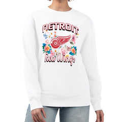 Detroit Red Wings G-III 4Her by Carl Banks Women's Flower Logo Pullover Sweatshirt - White - NHL 201906075