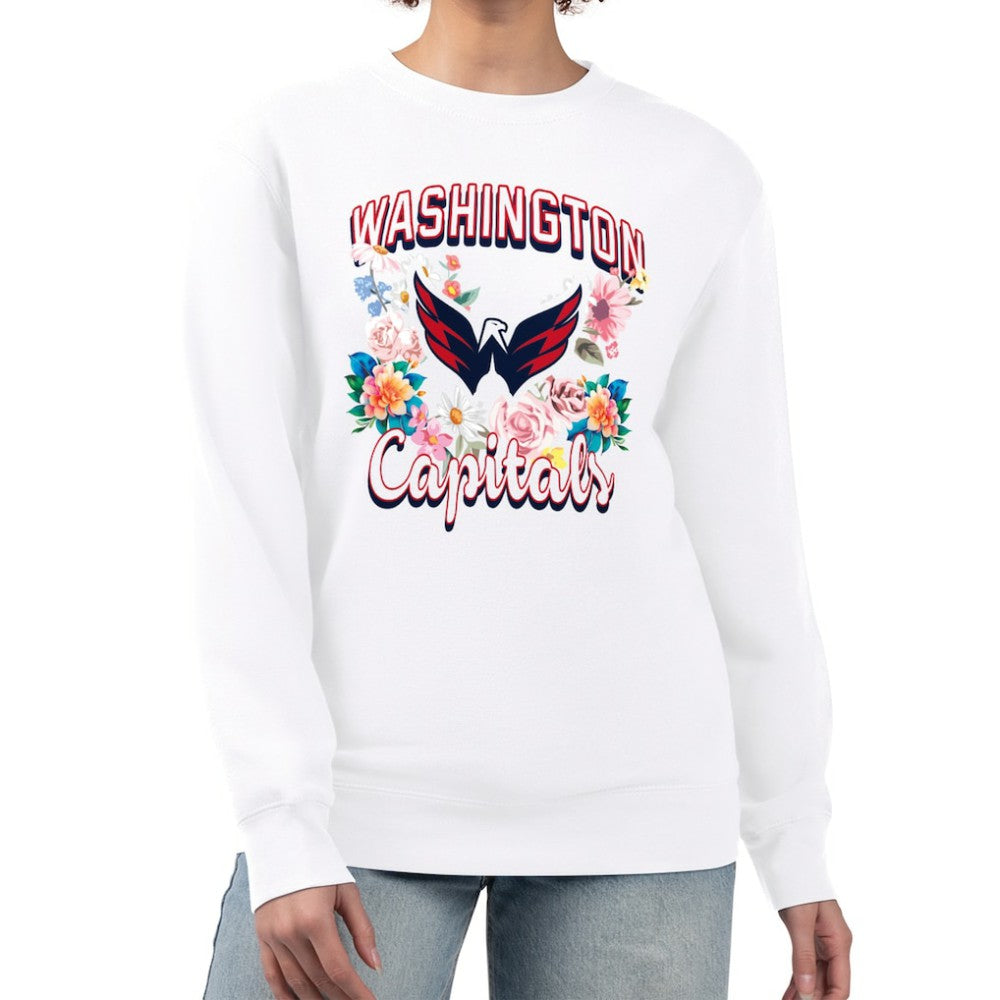 Washington Capitals G-III 4Her by Carl Banks Women's Flower Logo Pullover Sweatshirt - White - NHL 201906076