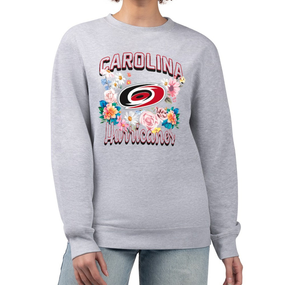 Carolina Hurricanes G-III 4Her by Carl Banks Women's Flower Logo Pullover Sweatshirt - Heather Gray - NHL 201906078