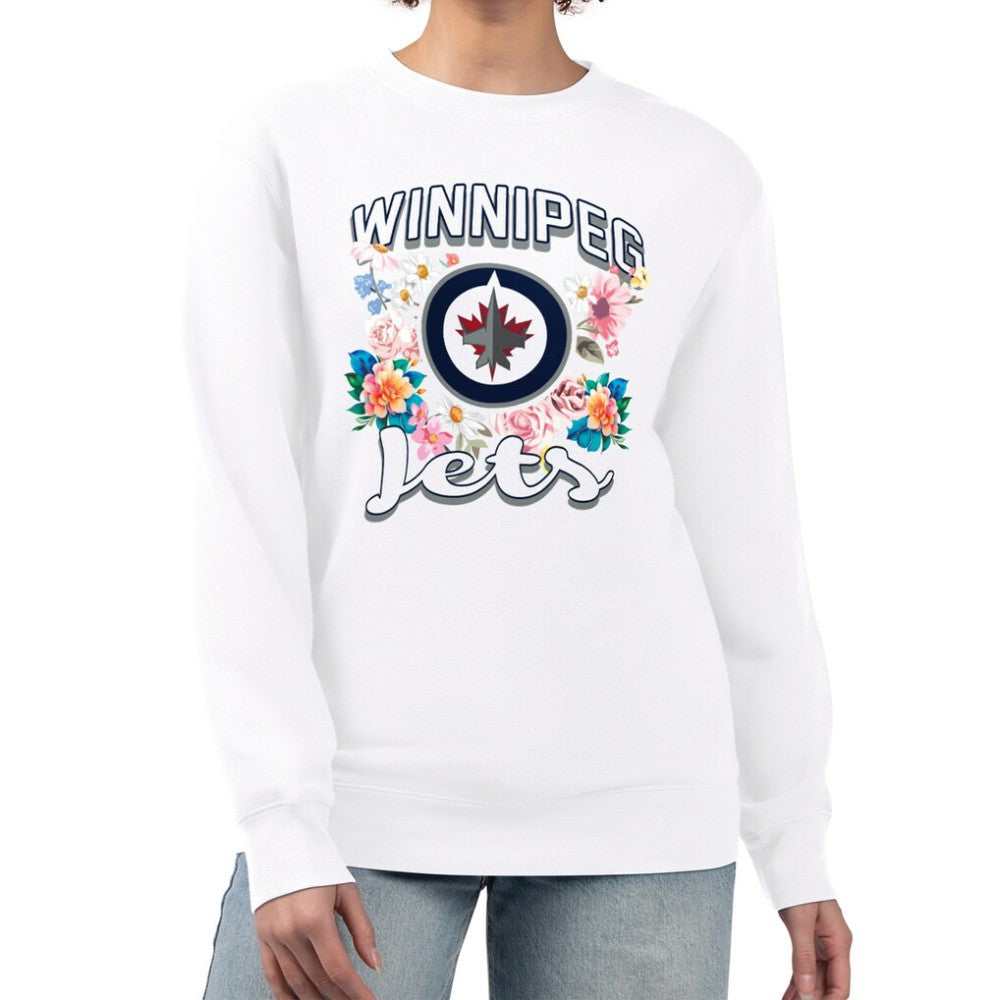 Winnipeg Jets G-III 4Her by Carl Banks Women's Flower Logo Pullover Sweatshirt - White - NHL 201906080