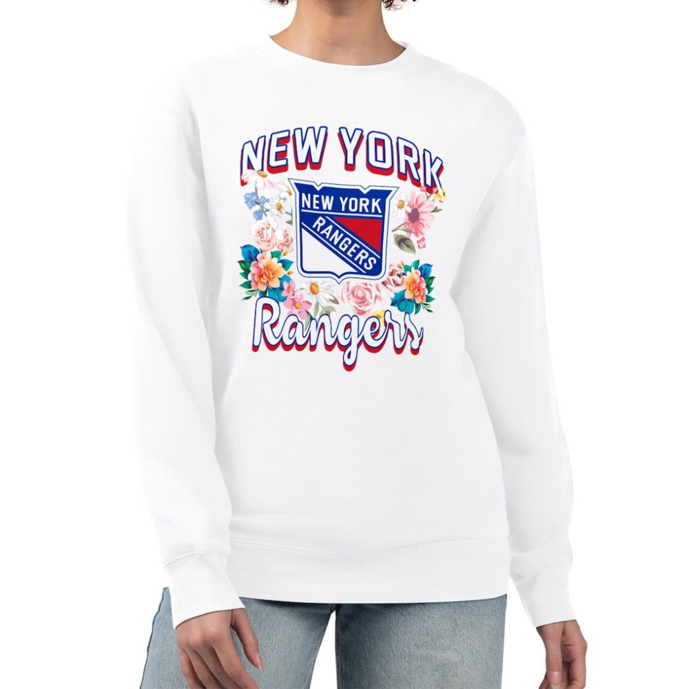 New York Rangers G-III 4Her by Carl Banks Women's Flower Logo Pullover Sweatshirt - White - NHL 201906088