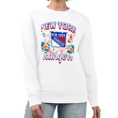 New York Rangers G-III 4Her by Carl Banks Women's Flower Logo Pullover Sweatshirt - White - NHL 201906088
