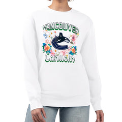 Vancouver Canucks G-III 4Her by Carl Banks Women's Flower Logo Pullover Sweatshirt - White - NHL 201906093