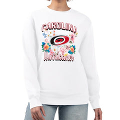 Carolina Hurricanes G-III 4Her by Carl Banks Women's Flower Logo Pullover Sweatshirt - White - NHL 201906106